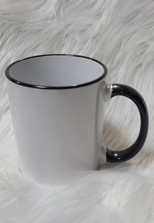 Sublimation blank black trimmed/handle coffee mug