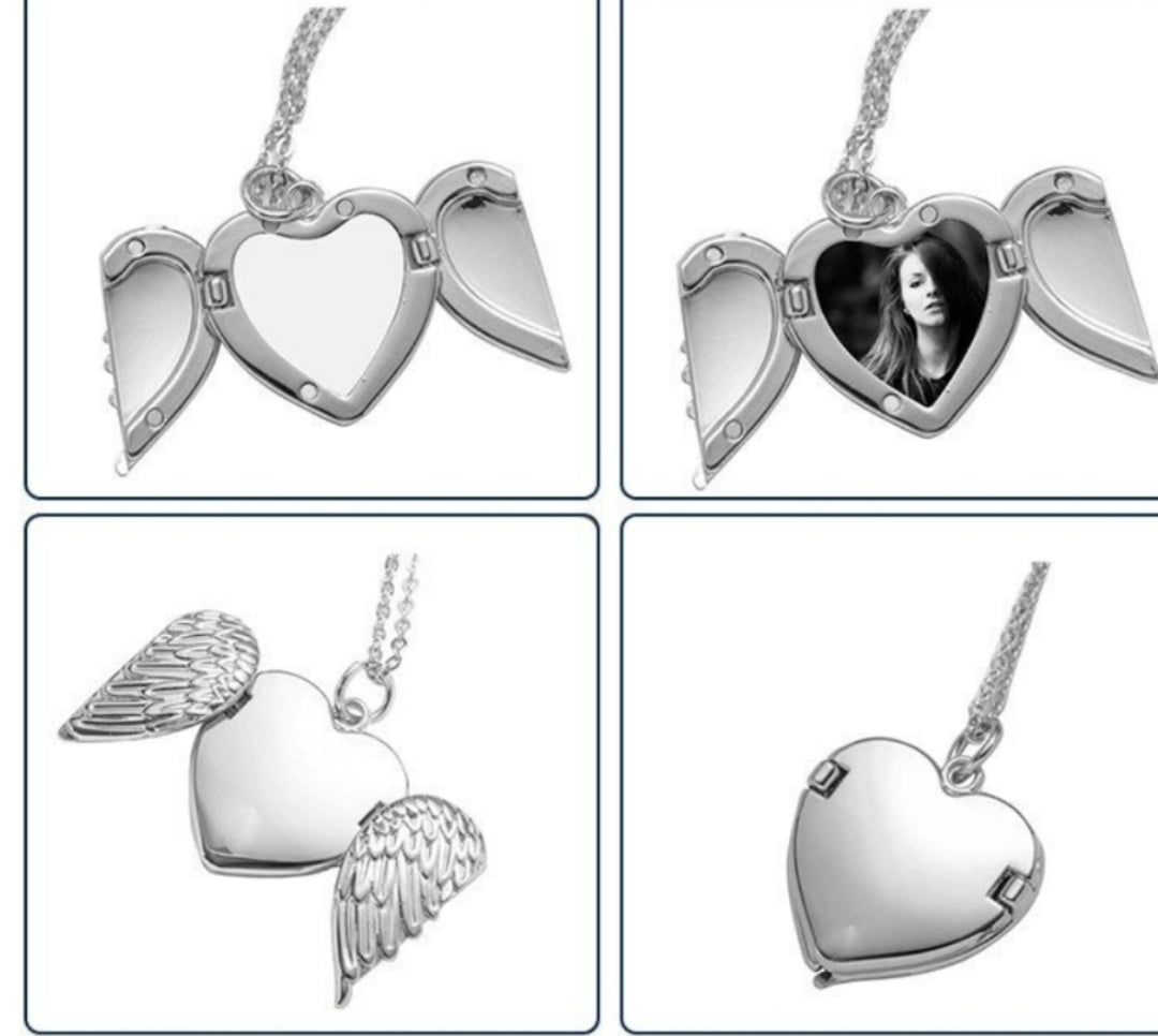 Sublimation blank Angel heart locket