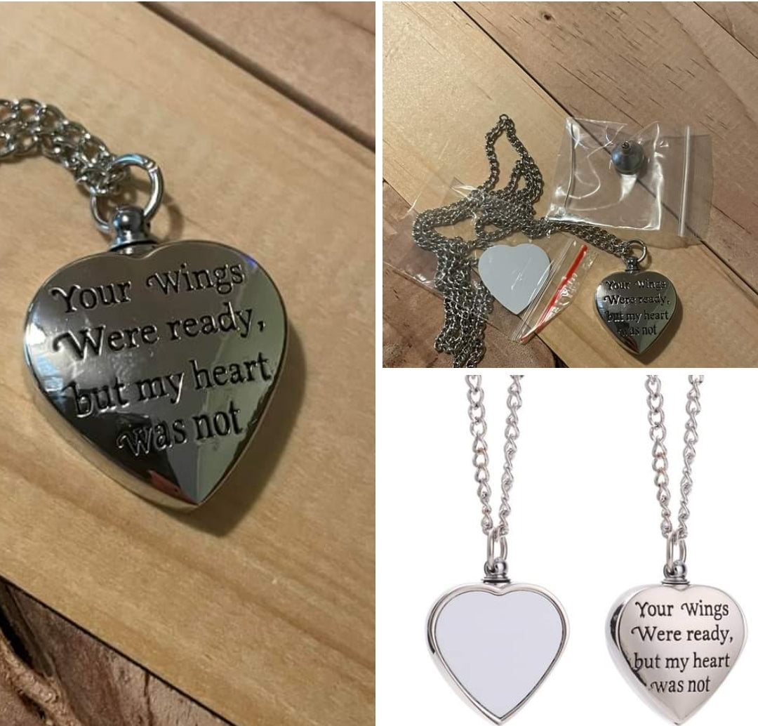 Blank sublimation heart urn necklace silver