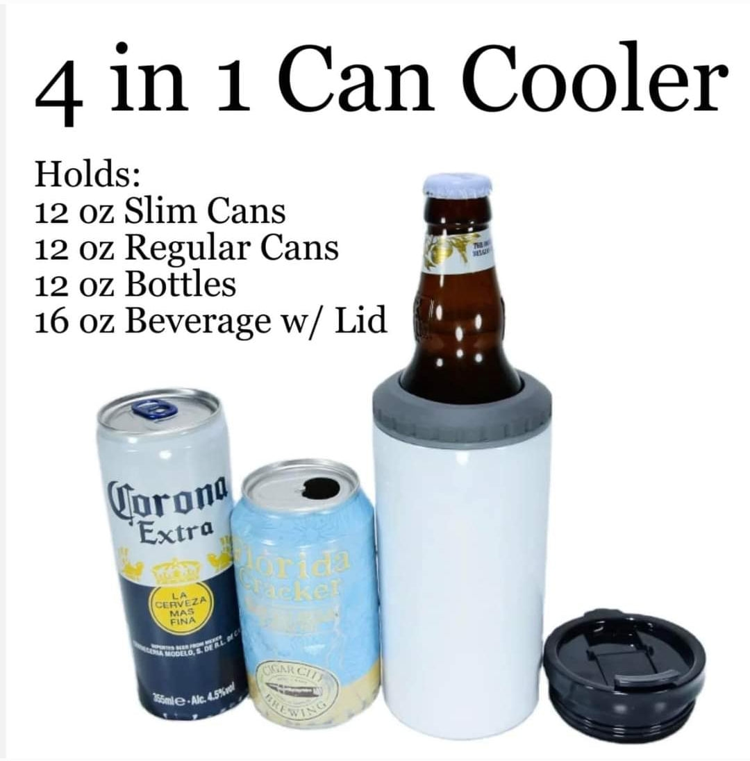 Sublimation blank 4in1 CAN COOLER 16oz straight tumbler