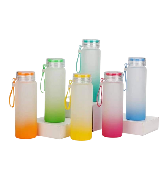 Sublimation blank Ombre glass colored frosted water bottle