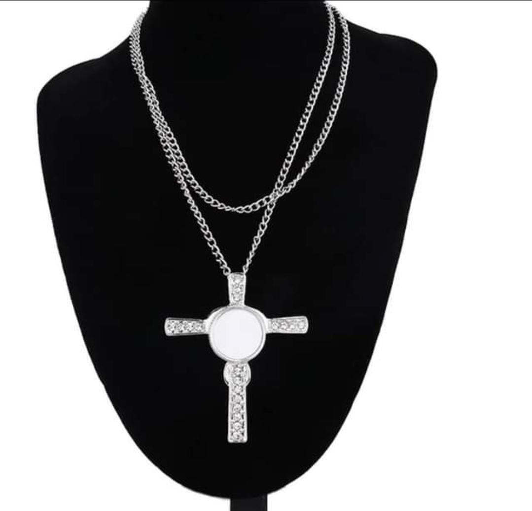 Sublimation Blank  silver cross necklace